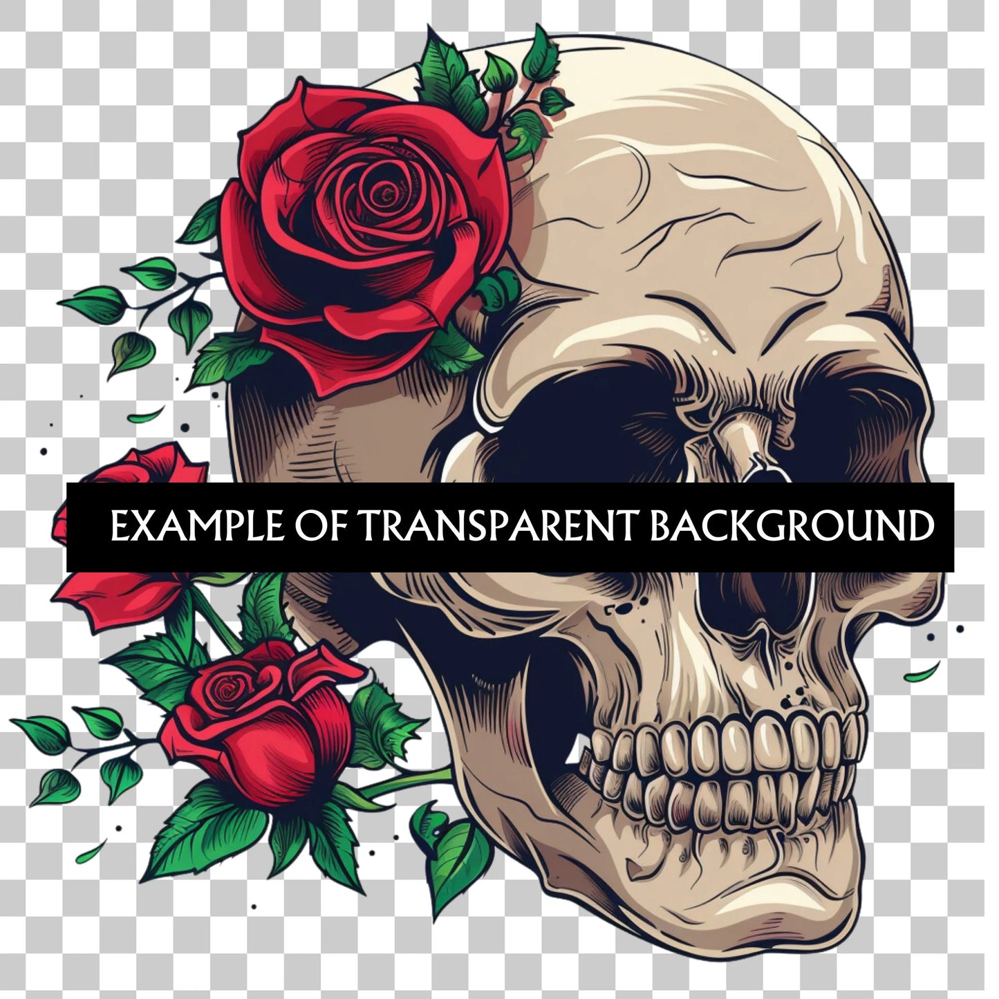 Skull with roses PNG / Clipart