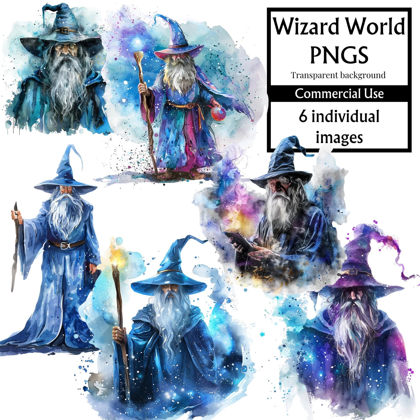 Watercolour Wizard Clipart PNG