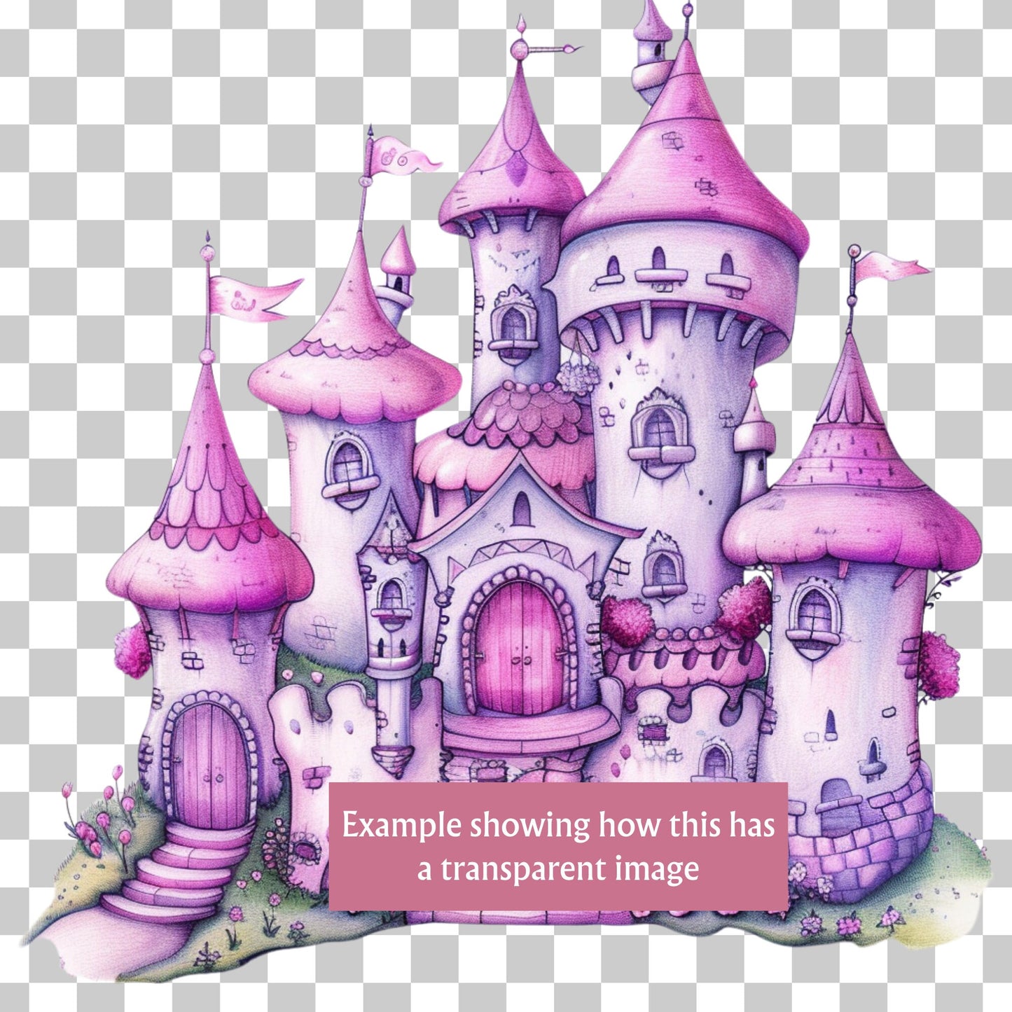 Pink Purple Castle Clipart PNG