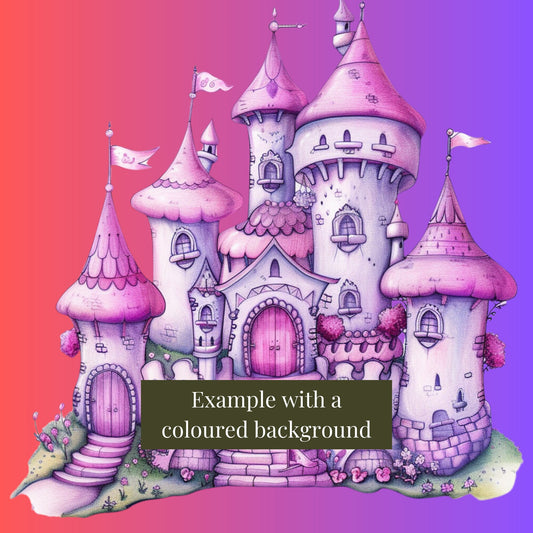 Pink Purple Castle Clipart PNG