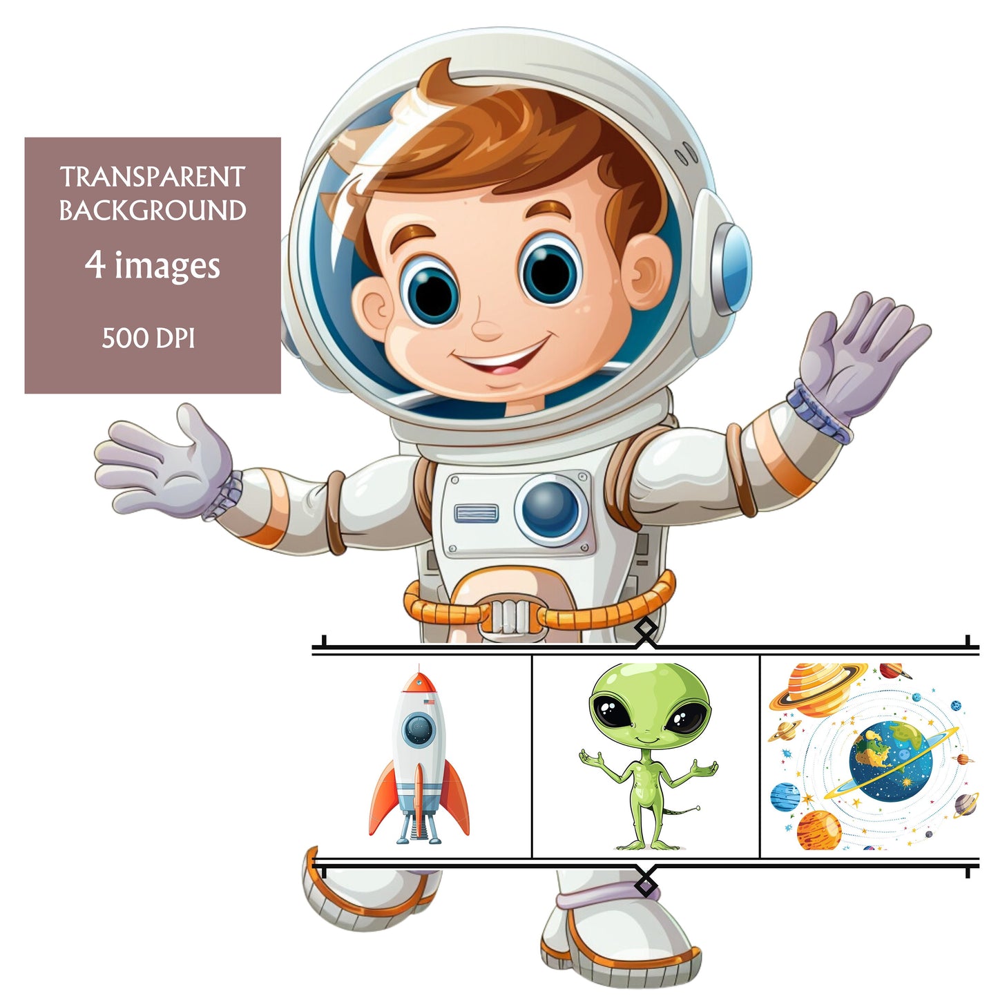 Astronaught and space themed PNG Clipart