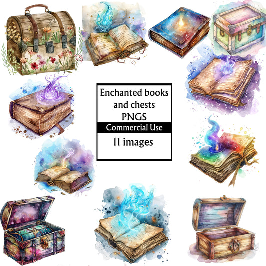 Mystical book and chests