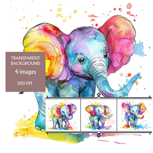 Colourful elephant clipart