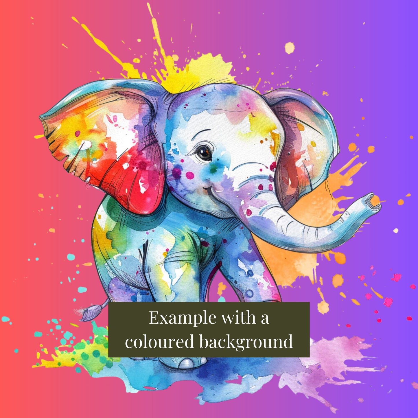 Colourful elephant clipart
