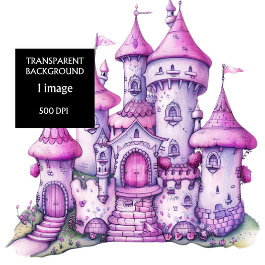Pink Purple Castle Clipart PNG